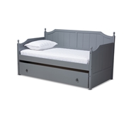Baxton Studio Millie Cottage Farmhouse Grey Finished Wood Twin Size Daybed with Trundle